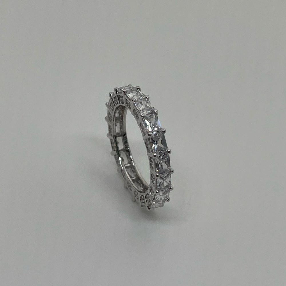Sterling Silver and Cubic Zirconia All Over Band/ Size 8